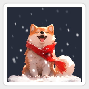 Shiba-Inu Puppy in the Snow Sticker